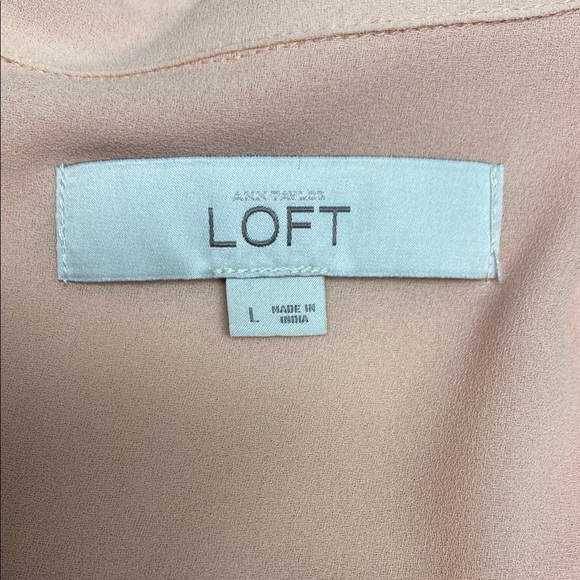 LOFT Blouse Short Sleeve V-Neck Gathered Balletcore Feminine Pink Size Large - Picture 2 of 11